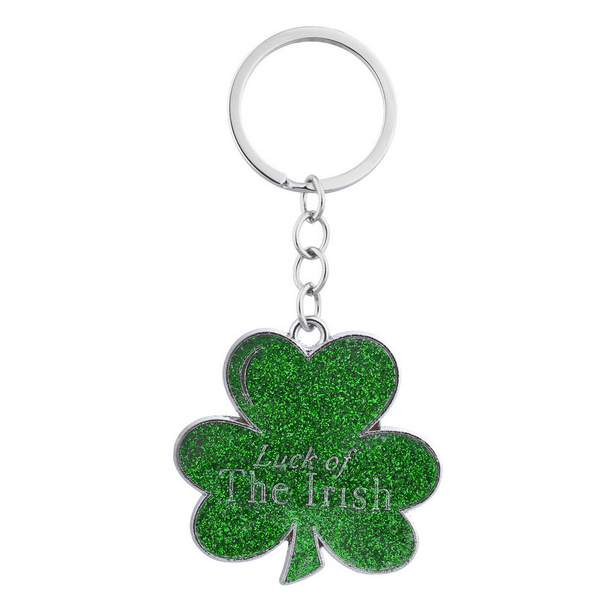 Halloween Silver Shamrock Lucky Irish Clover Heart Keychain Gift Present
